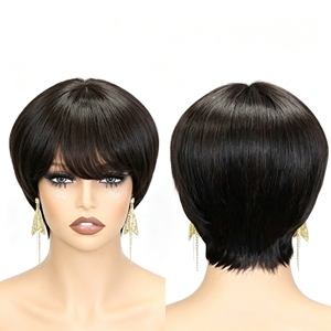 โปรโมชั่น Letsfly ราคา 13.5$ วิกผมสั้นทรง Pixie ราคาถูก พร้อมเชือกผูก 3x1  ทำจากผมแท้ 100% ผมบราซิล ขายส่งสำหรับผู้หญิงผิวสี น้ำหนัก 105 กรัม - Product Image 1