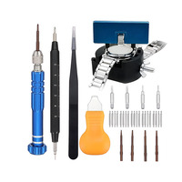 Kit d'outils de remplacement de piles de montre avec barres à ressort, tournevis de précision 5-en-1, ouvre-boîtier arrière réglable, support et outil de levier