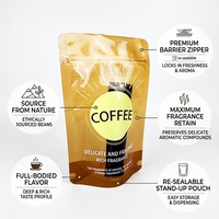 Sachets refermables personnalisés autoportants pour café, jus et boissons liquides, avec impression en héliogravure, étanches et de qualité alimentaire, type pochette stand-up
