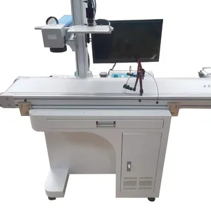 CCD visual flying fiber laser marking machine for small metal none metal 50w