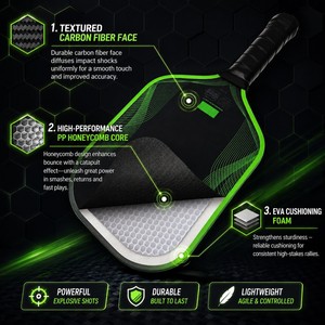 ไม้พายพิคเคิลบอล Monvik Green Razer Pro IV รุ่นที่ 4 แกนรังผึ้ง ยืดหยุ่นสูง ขนาด 14 มม. 16 มม. คาร์บอนไฟเบอร์ - Product Image 3