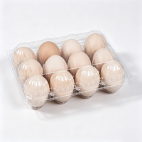 Conteneur à œufs en plastique transparent à 12 alvéoles, avec couvercle rabattable, sûr pour les aliments, empilable, jetable, pour l'emballage des œufs en gros pour les fermes et la vente au détail