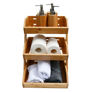 Stockage de fruits en bambou naturel à 3 niveaux, panier à légumes en bambou empilable à 3 niveaux - Product Image 3