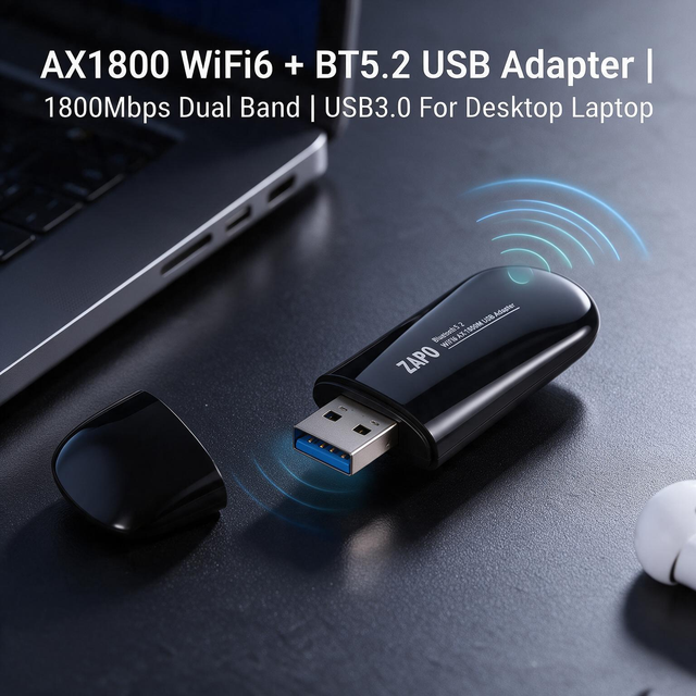 Factory Direct Supply Hongheng RTL8852 1800Mbps AX WiFi6 Bluetooth5.2 Dual Band Portable USB Combo Wireless Network Card for