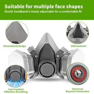 Respirateur demi-masque CF6200 en silicone réutilisable certifié CE avec filtres pour la sécurité contre les produits chimiques, la peinture et la poussière – Vente directe fabricant - Product Image 2
