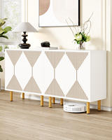 Buffet Tribesigns blanc de 59 pouces avec pieds dorés, armoire de rangement à 4 portes pour salon, salle à manger, garage