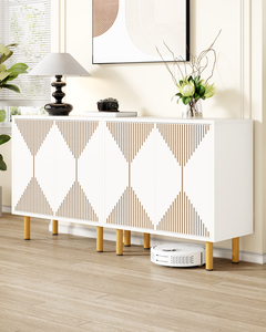 Buffet Tribesigns <span class=keywords><strong>blanc</strong></span> de 59 pouces avec pieds dorés, armoire de rangement à 4 portes pour salon, salle à manger, garage - Product Image 2
