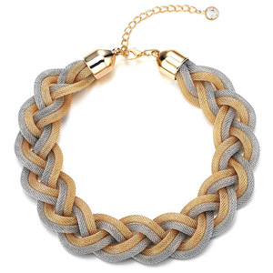 JOYFFO Collar de Gargantilla con Babero Grande, Collar Llamativo de Cable Hueco Trenzado para Vestido de Graduación, Accesorio de Moda - Product Image 5