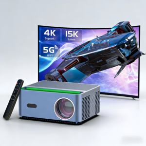 Projecteur de cinéma maison LED A45-C 1080P 4K 1000 Lumens avec haut-parleurs intégrés, design portable, WIFI BT5.0, projecteur vidéo intelligent Android - Product Image 4