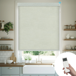 SAMADHI Smart Electric Roller Blinds Wifi Voice Control Textured Fabric Motorized <b>Window</b> Shades For Kitchen Home <b>Window</b> Privacy - Product Image 2