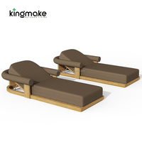 Chaise longue de jardin en teck massif moderne, résistante à l'eau, avec coussin, pour extérieur, plage, hôtel, piscine