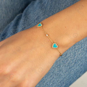 Gemnel-pulsera de plata de ley 925, corazón de oro de 18k, madre de perla, cz, última moda - Product Image 5