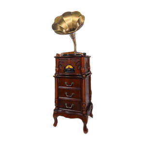 Gabinete de Gramófono Retro de Lujo con Almacenamiento, Tocadiscos Multifunción, Radio FM, Bluetooth, USB, Mueble de Audio Antiguo para el Hogar - Product Image 1