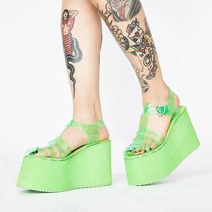 รองเท้าส้นเตารีดแบบเจลลี่รัดข้อเท้า ไซส์ใหญ่พิเศษ 34-45 สำหรับฤดูร้อน  รองเท้าส้นสูงแบบแพลตฟอร์ม  รองเท้าเจลลี่สำหรับผู้หญิง - Product Image 5