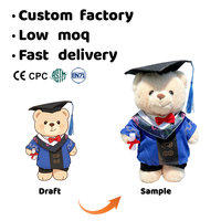 Ours en peluche personnalisé pour la remise des diplômes, en robe et toque bleues, souvenir universitaire OEM, ours en peluche avec diplôme CE EN71