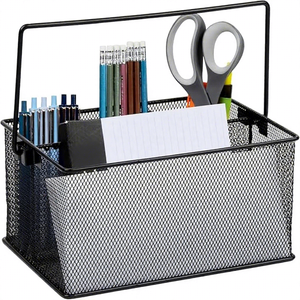 Cesta de Almacenamiento de Cubiertos Rectangular de Metal con Asa, Resistente al Óxido, Organizador de Cocina, Diseño Minimalista, Tipo Vertical - Product Image 3