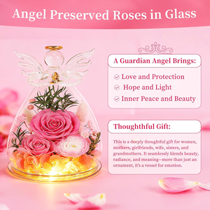 Figuras de Ángeles Personalizadas al por Mayor, Cúpula de Cristal con Rosa Preservada Real, Regalo <span class=keywords><strong>para</strong></span> <span class=keywords><strong>el</strong></span> Día de San Valentín o <span class=keywords><strong>el</strong></span> Día de la Madre, Hecho a Mano, Eterno - Product Image 5