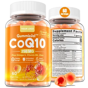 OEM özel etiket Ubiquinol destek kalp sağlık 200mg koenzim CoQ10 Gummies koenzim Q10 250mg