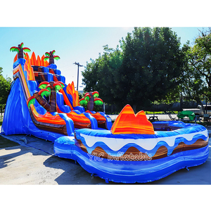 Toboggan aquatique gonflable tropical haut <span class=keywords><strong>de</strong></span> gamme avec piscine en forme <span class=keywords><strong>de</strong></span> palmier marbré, certifié/sûr - Product Image 1