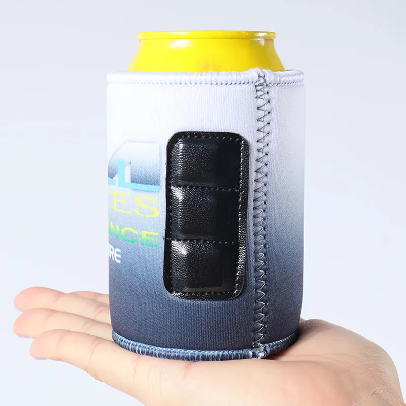 Logo ile yüksek kalite neopren kutu içecek tutucusu manyetik can soğutucu kılıf