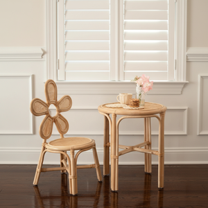 Silla de flores de ratán para niños hecha de silla usada de ratán natural para que los niños estudien, hermosa respetuosa con el medio ambiente - Product Image 1