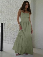 Robe midi sexy dos nu pour femme, coupe ample, style camisole à bretelles, idéale pour le quotidien et les vacances à la plage