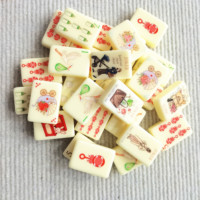 Jeu de Mahjong américain de luxe en acrylique blanc crème de 160 pièces avec motif personnalisé sur le thème Maman et Bébé