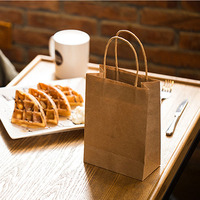 Sac en papier kraft écologique personnalisé avec poignée torsadée pour boulangerie, desserts, biscuits, vente en gros, emballage de détail, fournisseur