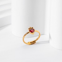 Ensemble de bijoux en acier inoxydable 316L plaqué or 18K avec couronne en forme de cœur et CZ rouge, collier, bracelet, bague, boucles d'oreilles, hypoallergénique, OEM, vente en gros