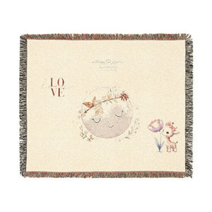 Coperta in tessuto accogliente con grafica floreale stampata con luna e cervo AmoreBell, coperta decorativa natalizia comoda e calda - Product Image 1