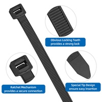 Lot de 100 attaches de câble en nylon 4.8*650mm 25.6 pouces attaches autobloquantes 50lb intérieur extérieur fil enroulé câble de sécurité rapide