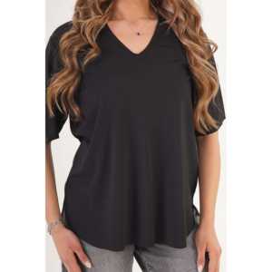 เสื้อยืดผู้หญิงสีดำทรงเข้ารูป ไซส์ XXS/XS คอวีไร้ตะเข็บ แต่งโบว์ ระบายอากาศได้ดี ผ้าฝ้าย พิมพ์ลายการ์ตูน ตัวอักษร แขนสั้น ขายส่ง - Product Image 1