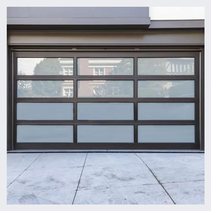 <span class=keywords><strong>Porte</strong></span> <span class=keywords><strong>de</strong></span> <span class=keywords><strong>garage</strong></span> sectionnelle en verre moderne 12x12 en alliage d'aluminium et d'acier isolée avec télécommande automatique style français extérieur pour villa - Product Image 5