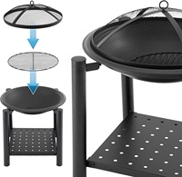 Brasero d'extérieur à base carrée de 21 pouces avec support à bûches, écran anti-étincelles et pioche, pour chauffage de jardin, patio et feux de camp