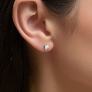 Piercing Labret de Acero Inoxidable con Ópalo, Engaste de Bisel Chapado en Rodio, Joyería Corporal Clásica Unisex para Labio - Product Image 2