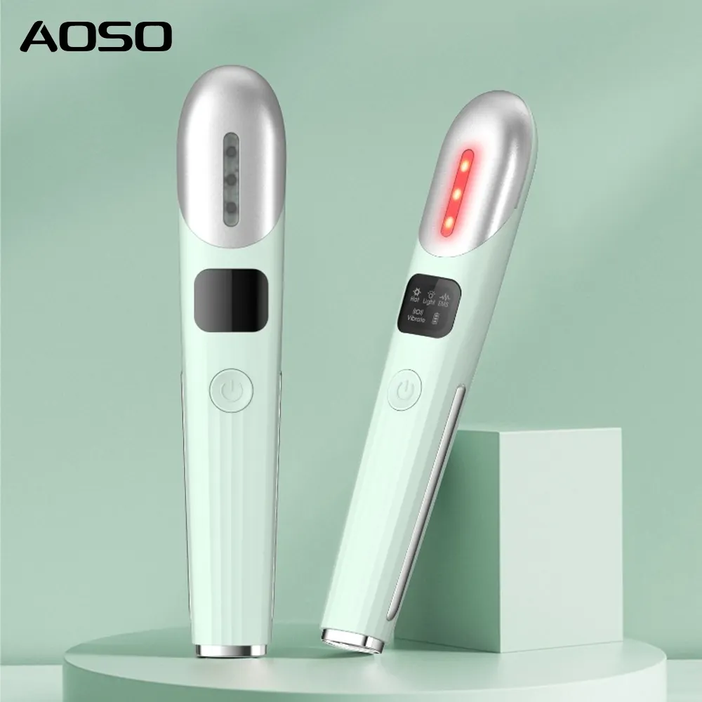 Prêt à expédier Mini appareil de massage oculaire intelligent Visual Digital Biological Micro-current Screen Red Light Therapy Wand Eye Massager