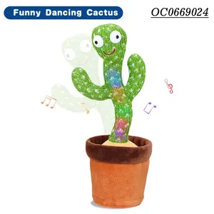 Giocattolo elettronico simpatico cactus baby peluche che balla e canta a ripetizione parlando ricarica usb per bambini