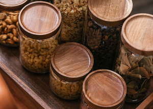 borosilicato aire apretado de almacenamiento tarro de madera de acacia sello de <span class=keywords><strong>comida</strong></span> <span class=keywords><strong>a</strong></span> casa Uso de usar la tapa de madera - Product Image 2