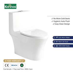 Inodoro de Cerámica Blanca de Lujo, Diseño sin Borde, Doble Descarga, Ahorro de Agua, Asiento de Cierre Suave, Fácil Instalación, para Residencias y Hoteles - Product Image 1