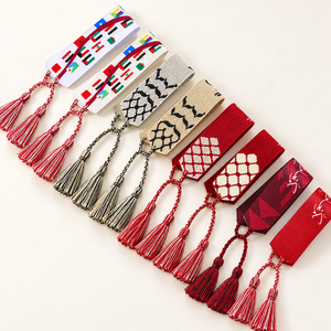 Pulsera de tela con borlas y dijes tejidos de la Copa <span class=keywords><strong>Mundial</strong></span> de Fútbol con LOGO personalizado, hecha a mano, de moda, para aficionados al fútbol y eventos, pulsera de la amistad - Product Image 1