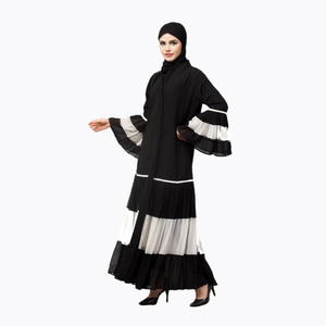 New <strong>Model</strong> Open <strong>Abaya</strong> Women Muslim Dress Custom Contrast Pleated at Sleeve and Bottom Front Open <strong>Abaya</strong> - Product Image 5