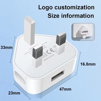 Adaptateur d'alimentation sécurisé avec prise britannique 5V1A, port USB-A, charge rapide QC3.0, protection OTP, certifié CE, chargeur mural 3 broches