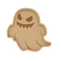 Assiette de service créative en bambou, motif citrouille et chauve-souris d'Halloween, plateau de rangement alimentaire, plat de service original pour fruits domestiques