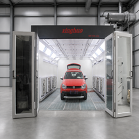 Cabines de peinture infrarouges électriques professionnelles abordables de 43 kW pour voitures 80 ° Cabine de peinture automobile avec double ventilateur d'admission et four de séchage