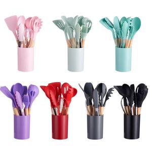 Ensemble de 12 spatules et cuillères à soupe en silicone antiadhésives, ustensiles de cuisine en silicone de qualité alimentaire pour la maison - Product Image 2
