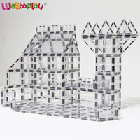 Wellbbplay Lot de 48 carreaux de construction magnétiques 3D éducatifs pour enfants