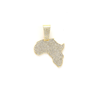 Style européen NL2132 Collier pendentif carte africaine en alliage de zinc plaqué or avec strass hip hop et maillon cubain glacé