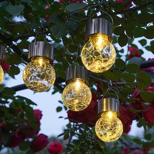 Luces solares colgantes con forma de bola craquelada, guirnalda de luces con globos de cristal impermeables para decoración de jardín, patio y fiestas al aire libre - Product Image 4