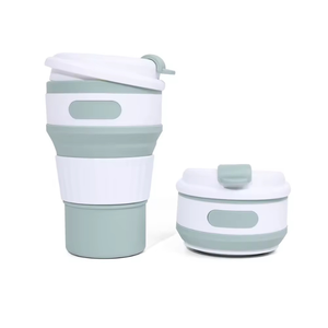 Custom Logo Foldable &amp; Collapsible Silicone Coffee <strong>Cup</strong> with Lid <strong>Reusable</strong> Drinkware for Camping Hiking Outdoor Activities - Product Image 4