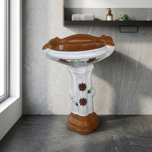 Luxury Round Ceramic Wash Basin With Full Pedestal Modern Eco Friendly Water Resistant Bathroom Sink - Product Image 2